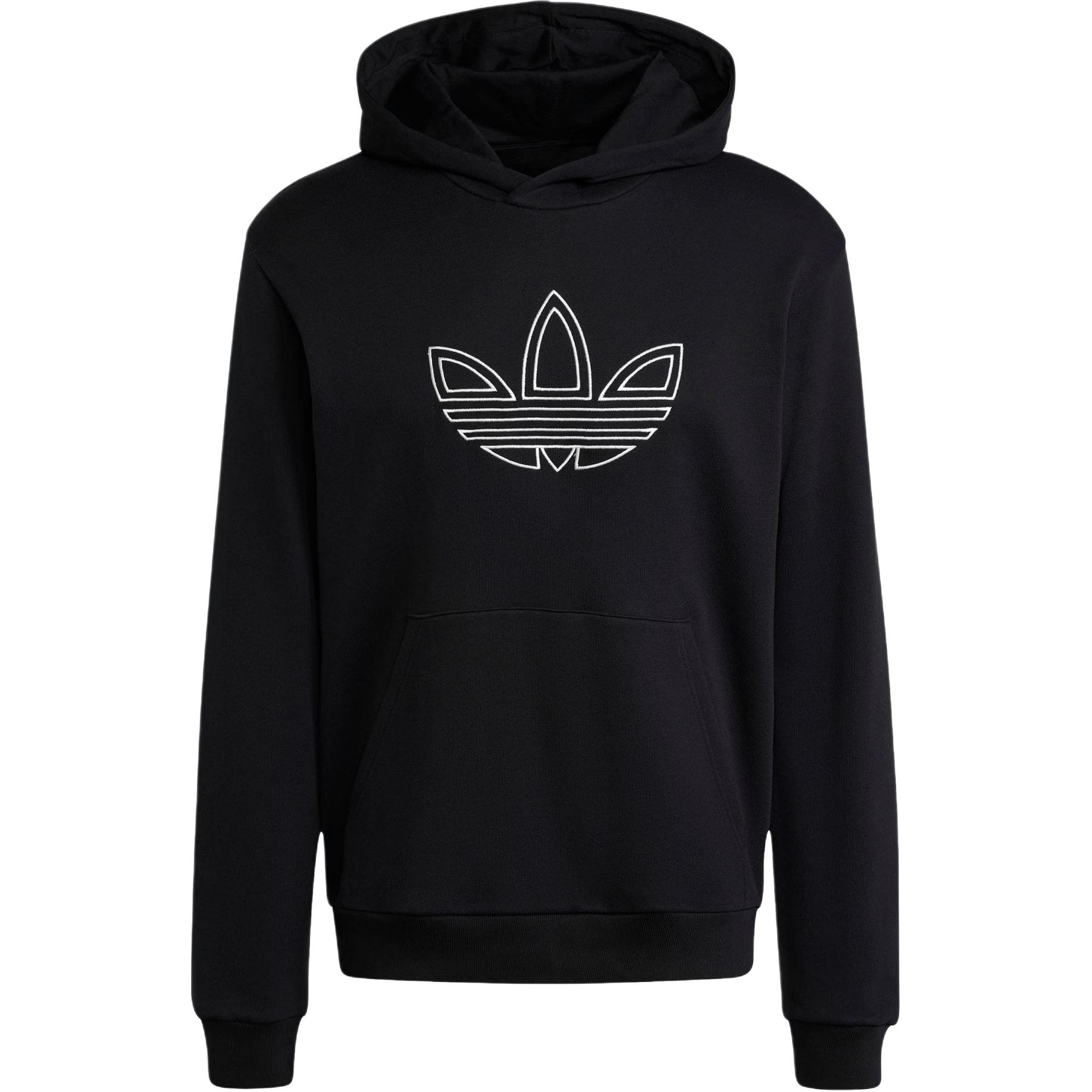 adidas Trefoil Hoodie FW24 Outline Black Casual Soft Comfort Pullover JJ1506