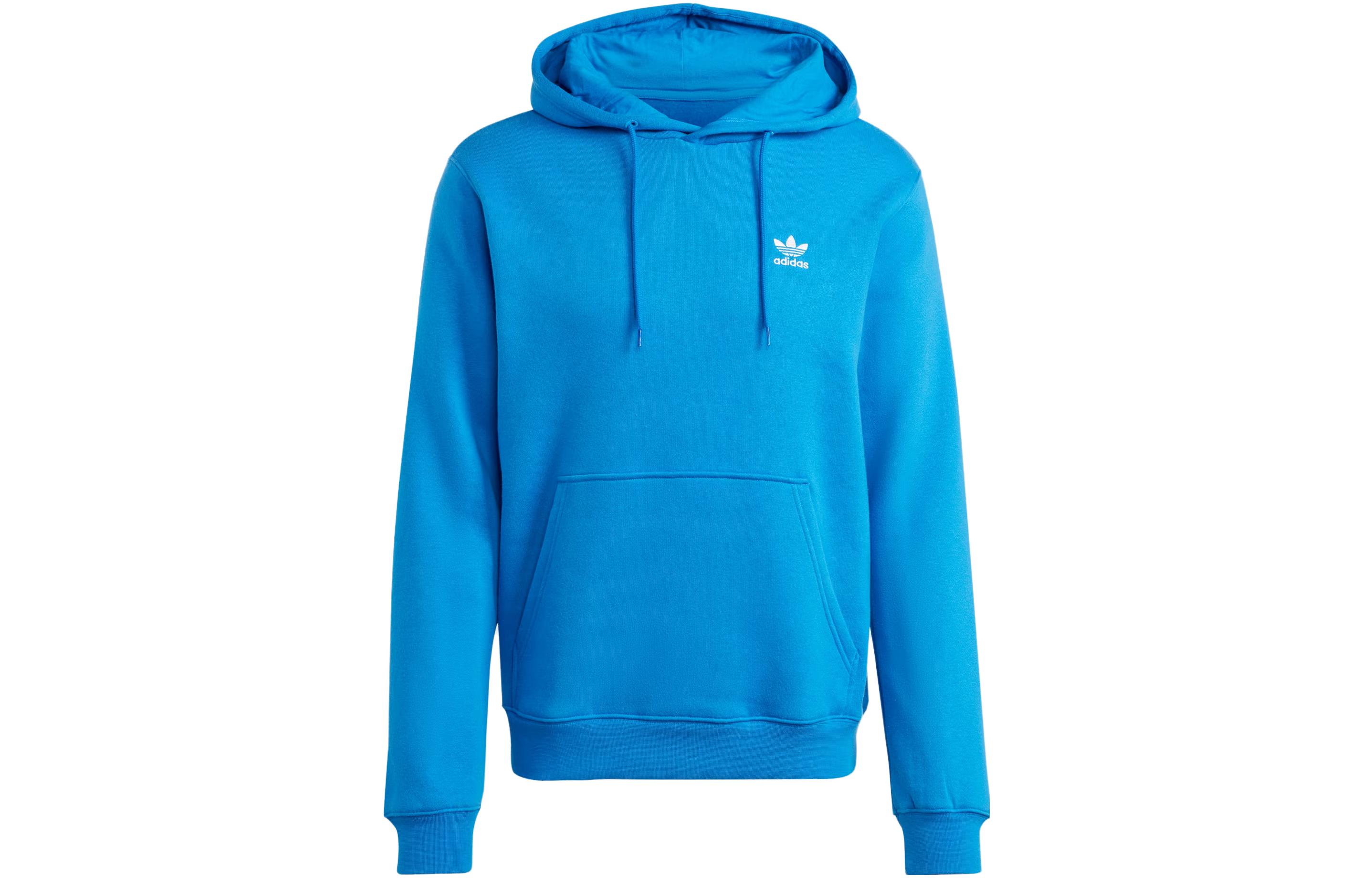 adidas Trefoil Hoodie Solid Logo Long Sleeve Blue Sweatshirt IP1334