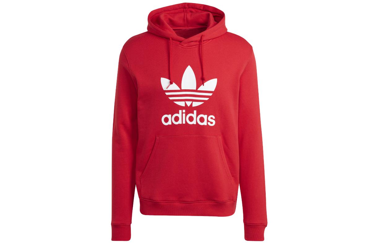 adidas Trefoil Letter Logo Print Loose Hoodie Scarlet Red - IM4497