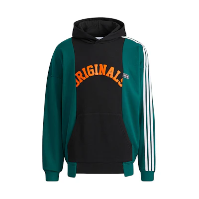 adidas Trefoil Letter Print Colorblock Striped Hoodie Black () HC0375