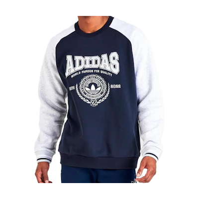 adidas Trefoil Letter Print Crewneck Sweatshirt Unisex Grey Blue HY6041-408
