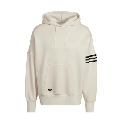 adidas Trefoil Logo Beige Striped Drawstring Hoodie Long Sleeve HM1870