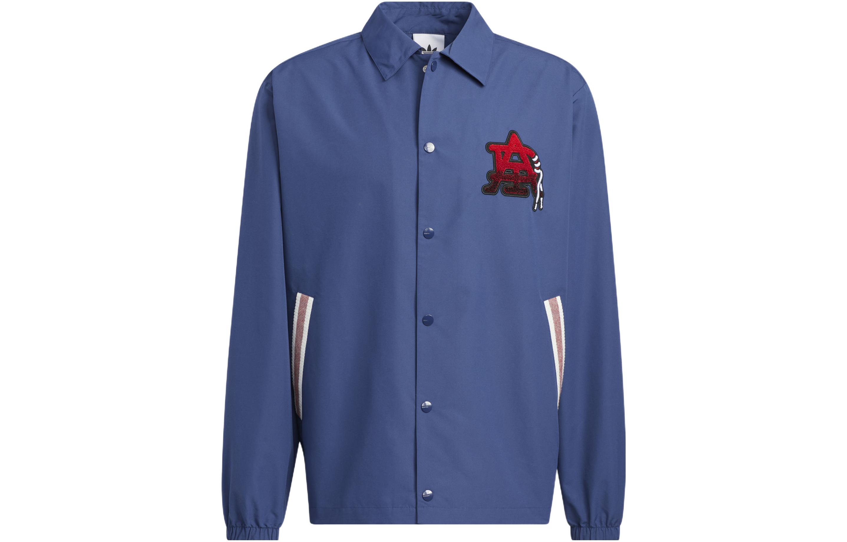 adidas Trefoil Logo Coach Jacket Shirt Collar Blue Outerwear HS1993