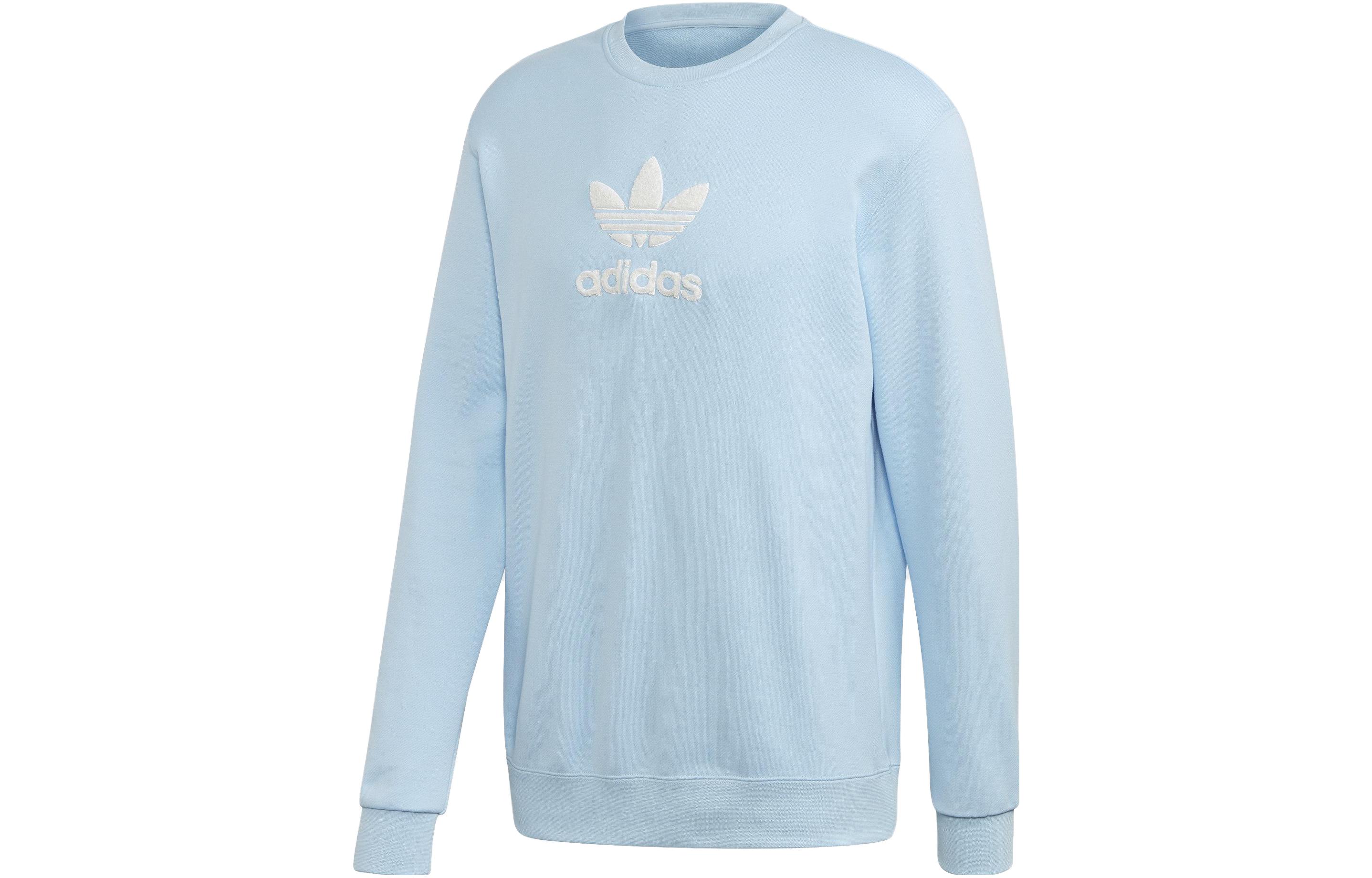 adidas Trefoil Logo Embroidered Crewneck Sweatshirt Light Blue - FM9919