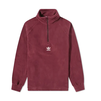 adidas Trefoil Logo Embroidered Fleece High Neck Pullover Sweatshirt Men Maroon H06681