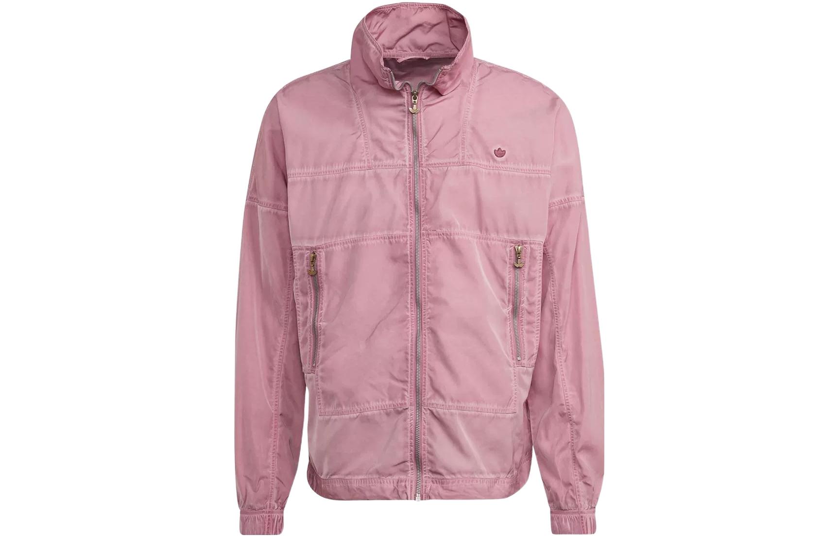 adidas Trefoil Logo Embroidered Pink Workwear Jacket for Men HC4583
