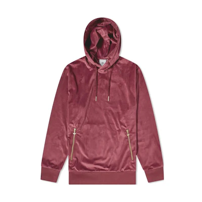 adidas Trefoil Logo Embroidered Pullover Hoodie Men’s Maroon with Metal Zipper Details H09178