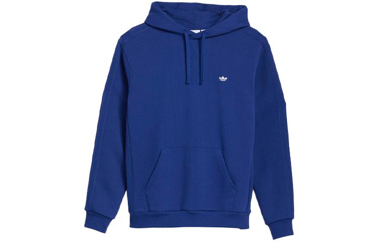 adidas Trefoil Logo Embroidered Striped Hoodie Blue - Unisex Casual Pullover GR8775