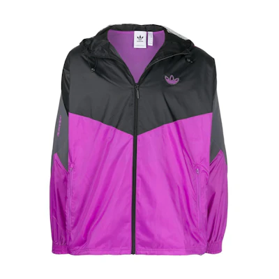adidas Trefoil Logo Embroidered Zip-Up Drawstring Hoodie Jacket Purple () HE4711