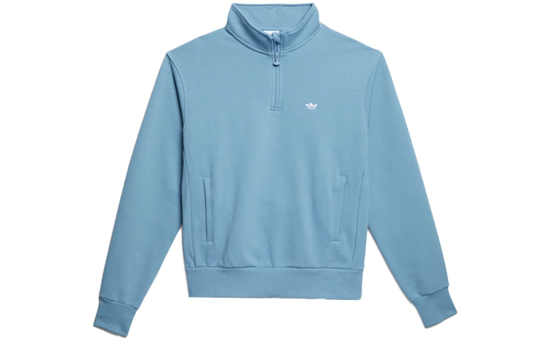 adidas Trefoil Logo Half-Zip Pullover Sweatshirt Blue Unisex GL9943