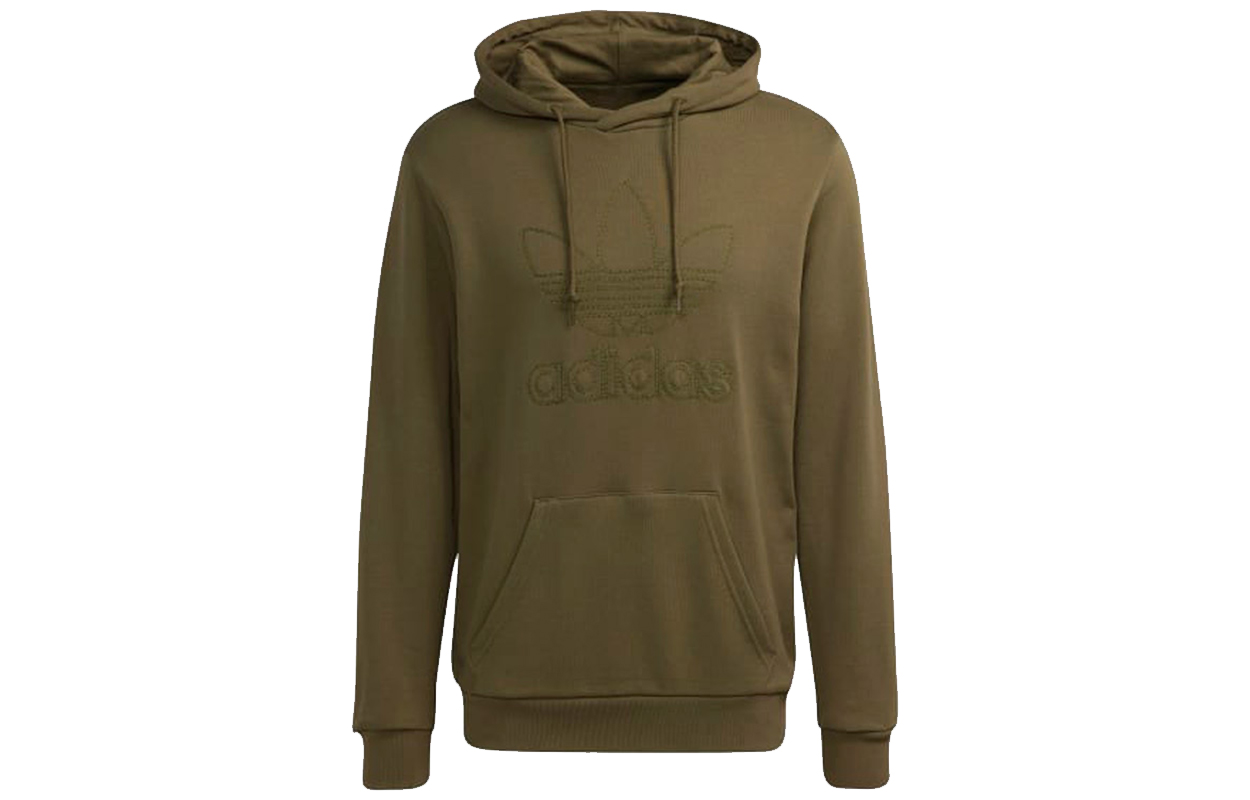 adidas Trefoil Logo Olive Pullover Hoodie Sportswear H13499