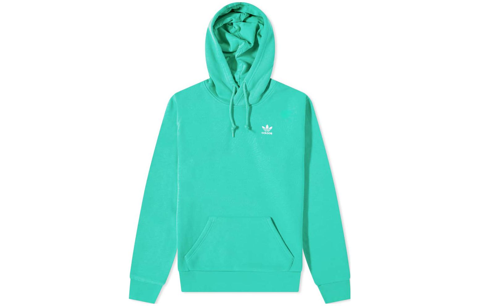 adidas Trefoil Logo Print Hoodie Light Green Long Sleeve HE9420