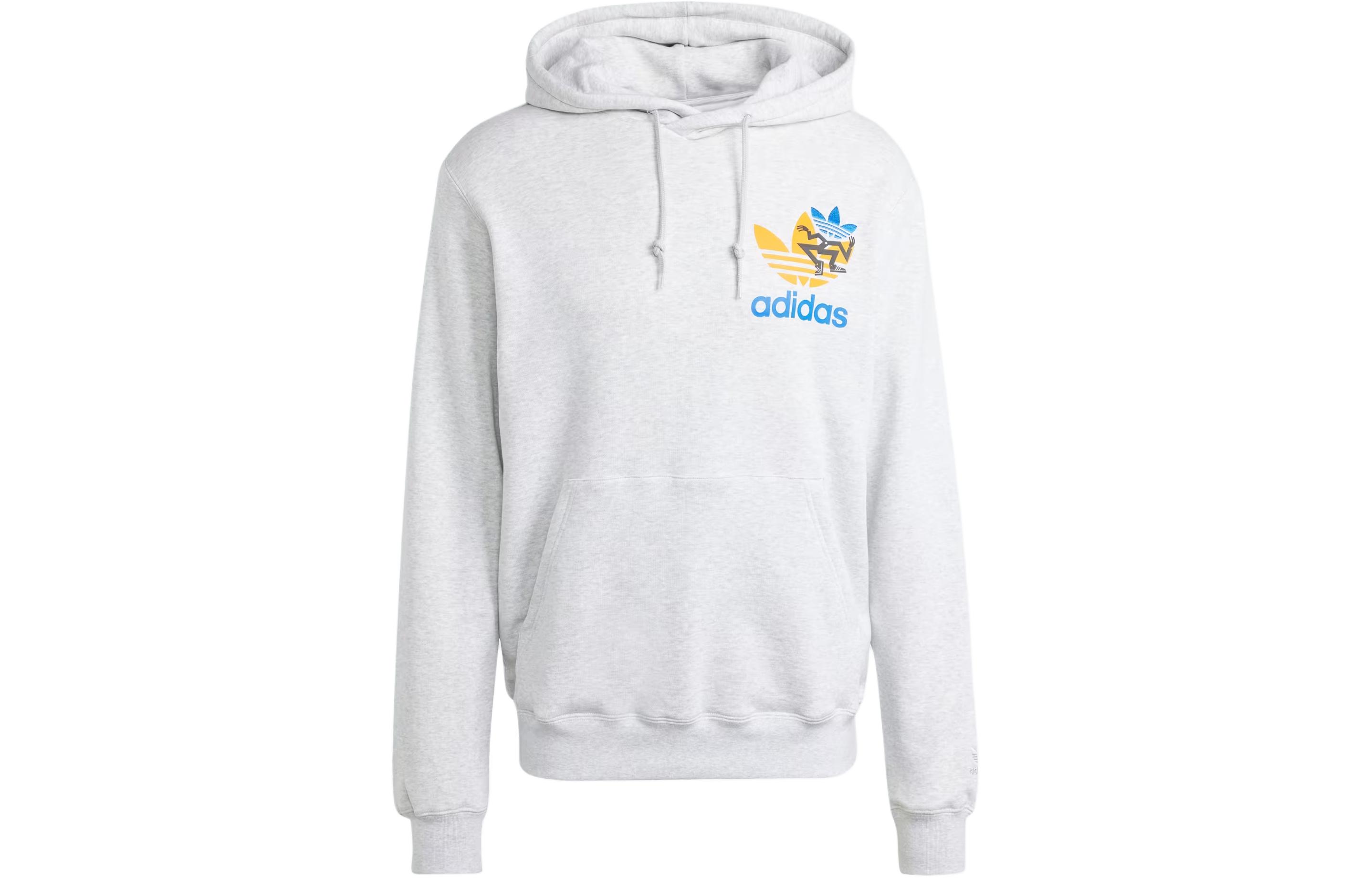 adidas Trefoil Logo Print Hoodie Long Sleeve Light Gray Sweatshirt IS2913