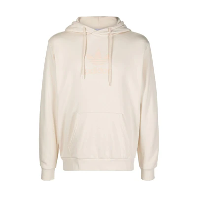 adidas Trefoil Logo Print Hoodie White Long Sleeve Pullover HK27900