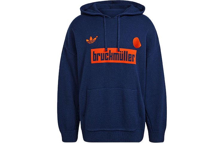 adidas Trefoil Logo Print Pullover Hoodie Blue H32577