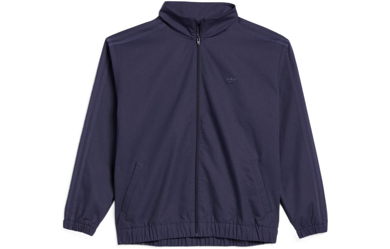 adidas Trefoil Logo Print Track Jacket Navy Blue Unisex HK9853