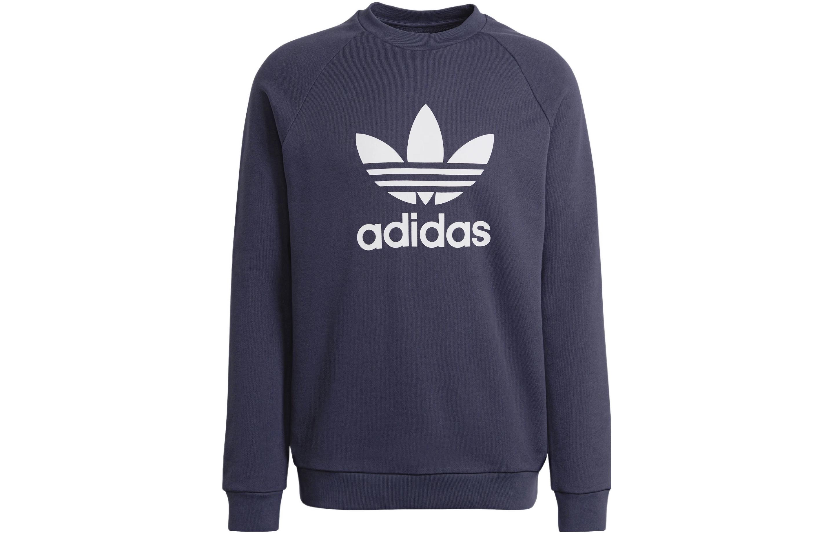 adidas Trefoil Logo Retro Crewneck Sweatshirt Navy Blue Style HE9490