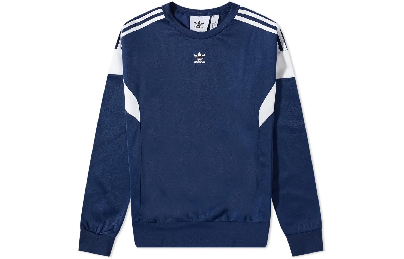 adidas Trefoil Logo Striped Crewneck Sweatshirt Blue () HN6116