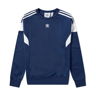 adidas Trefoil Logo Striped Crewneck Sweatshirt Blue () HN6116