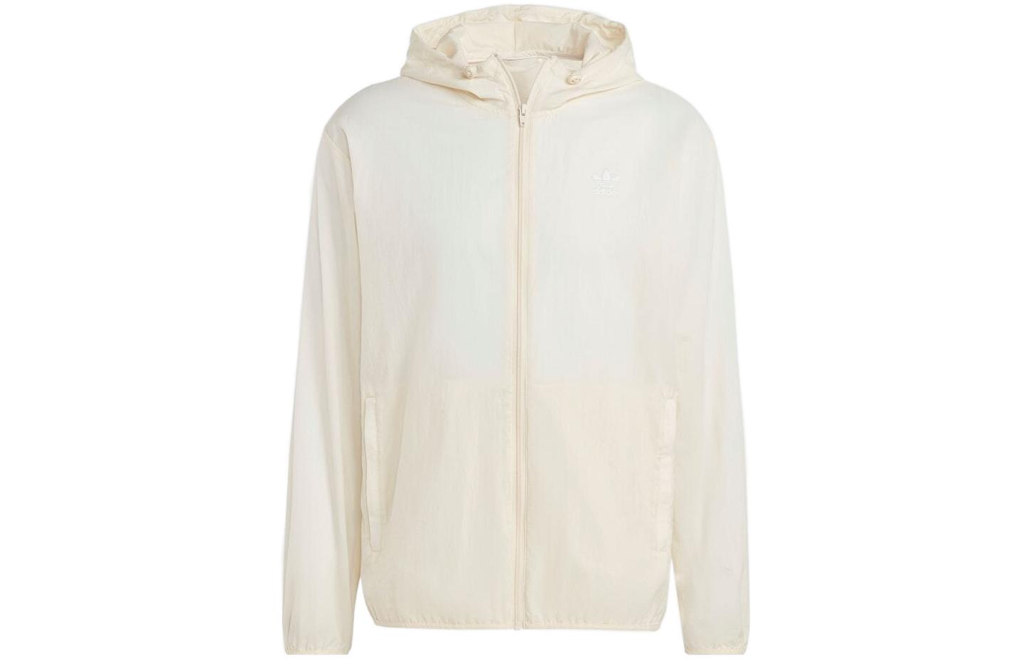 adidas Trefoil Logo Striped Print Jacket - Miracle White IA6363