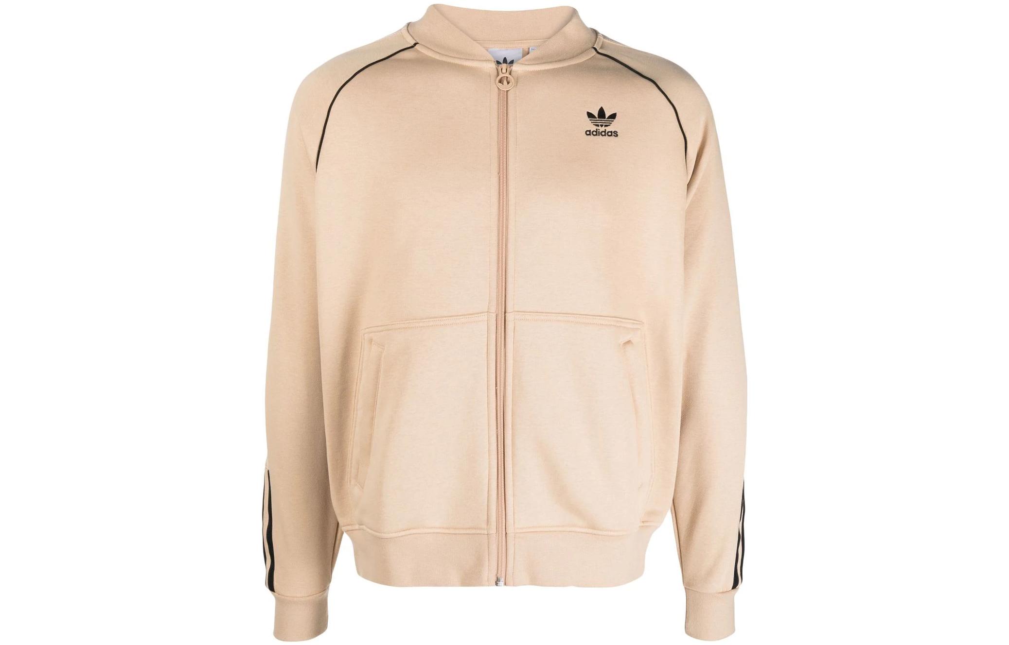 adidas Trefoil Logo Zip-Up Sweatshirt Beige HI2994