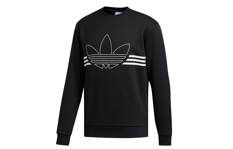adidas Trefoil Outline Crewneck Sweatshirt Black - Large Logo Design ED4687