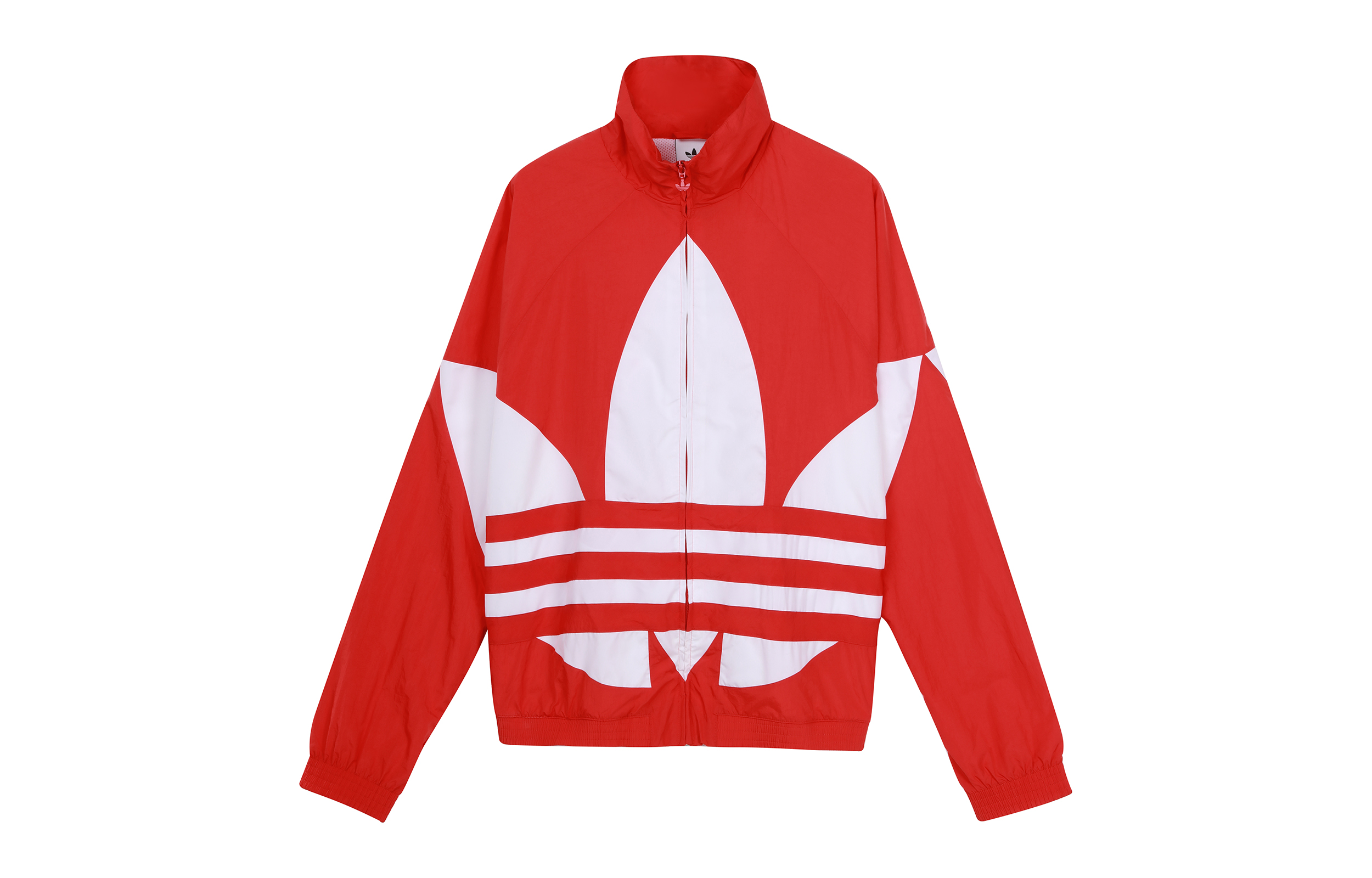adidas Trefoil Oversized Logo Loose Fit Jacket Red Mens Sportswear FM9891