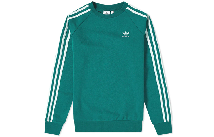 adidas Trefoil Raglan Crewneck Pullover Sweatshirt Dark Green EJ9692