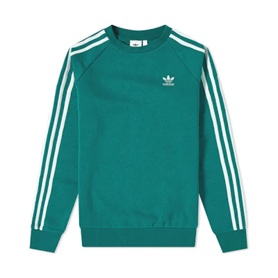 adidas Trefoil Raglan Crewneck Pullover Sweatshirt Dark Green EJ9692