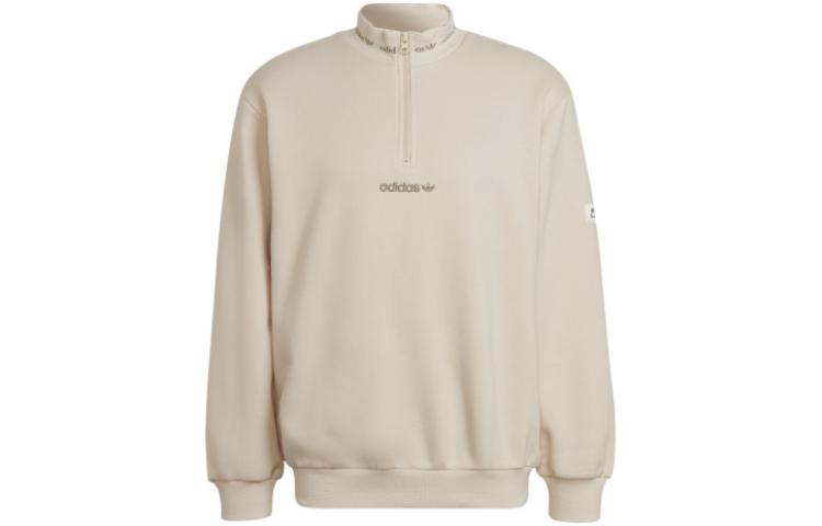 adidas Trefoil Small Logo Half-Zip Pullover Beige Sweatshirt (Unisex) HM2656