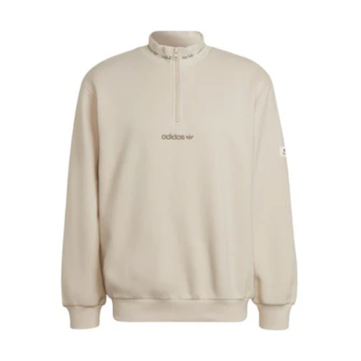 adidas Trefoil Small Logo Half-Zip Pullover Beige Sweatshirt (Unisex) HM2656