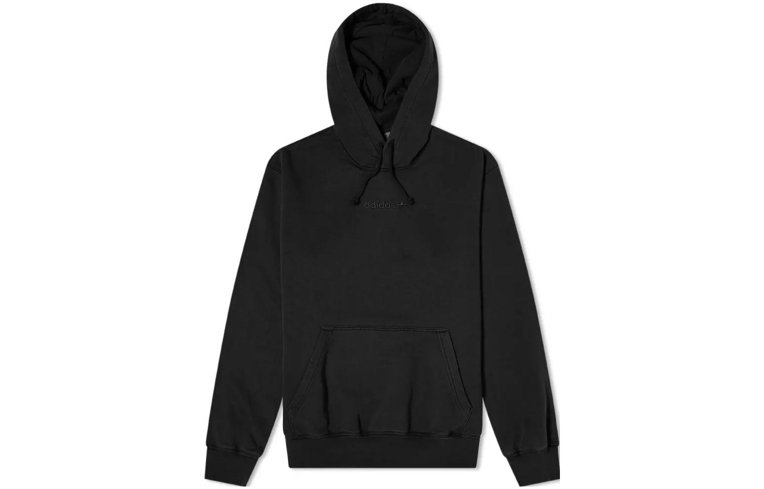 adidas Trefoil Solid Color Embroidered Logo Hoodie Black () HB8056