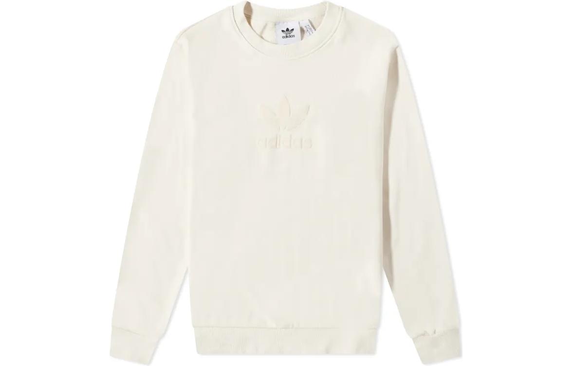adidas Trefoil Solid Crewneck Pullover Sweatshirt Beige - HK2794