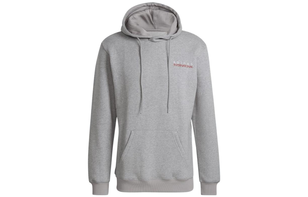 adidas Trefoil Solid Logo Printed Pullover Hoodie Grey HF4920