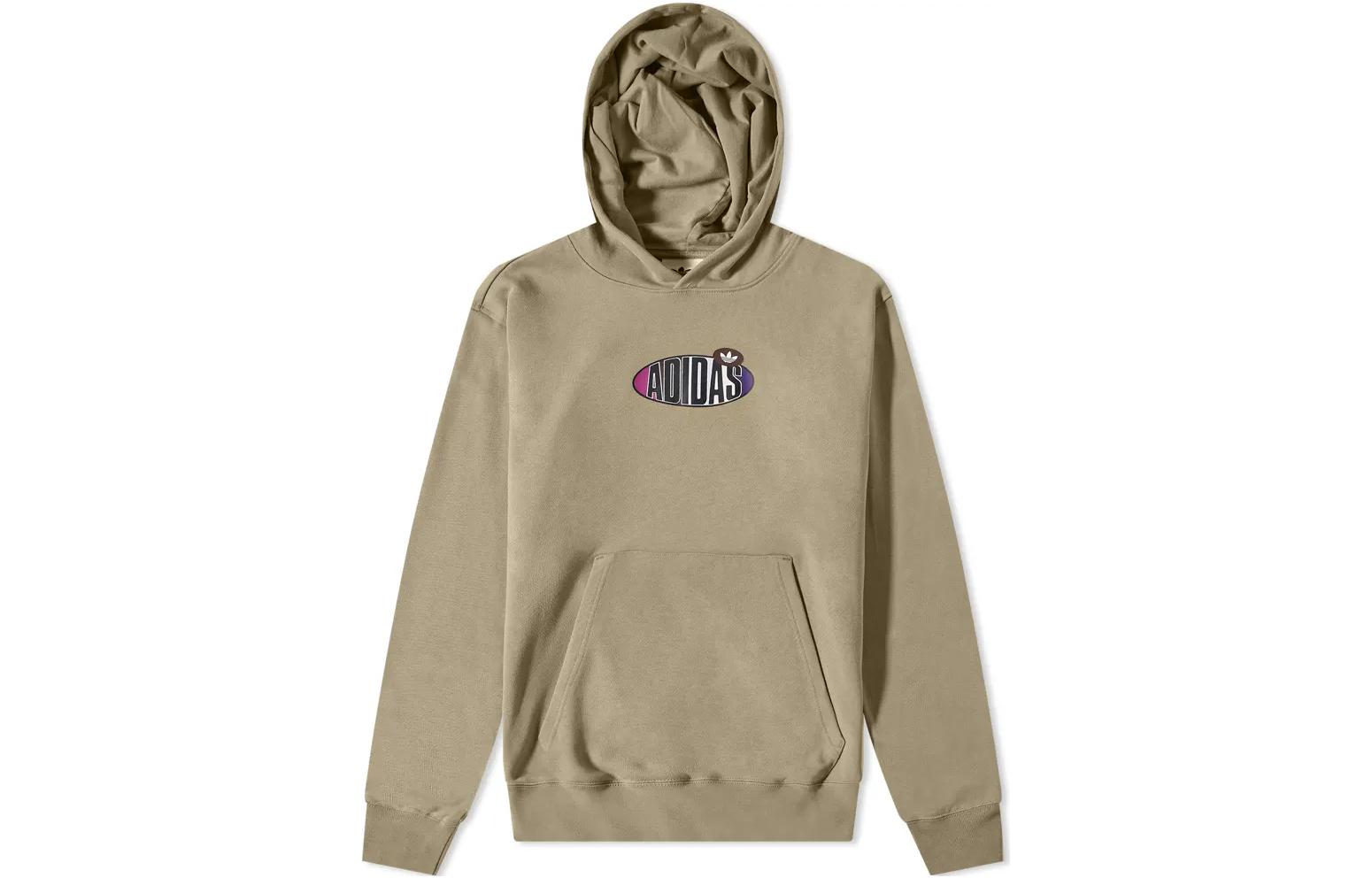 adidas Trefoil Solid Logo Pullover Hoodie Long Sleeve Brown HI5266