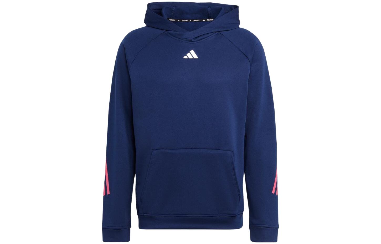 adidas Trefoil Train Logo Hoodie Navy Blue with Three Stripes IC5494