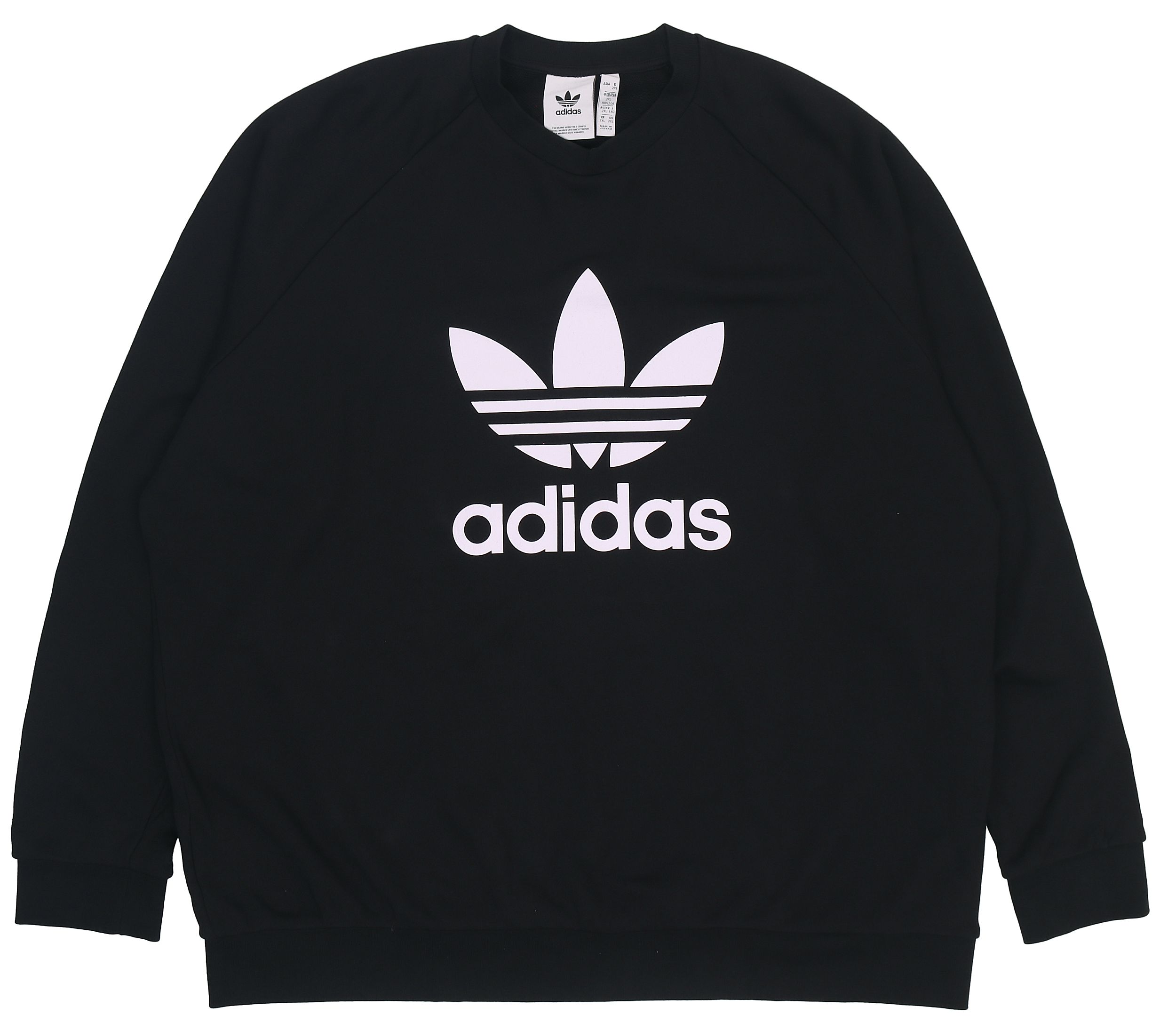 adidas Tresoil Crew Oversized Logo Pullover Sweatshirt Black H06651