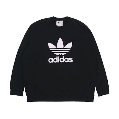 adidas Tresoil Crew Oversized Logo Pullover Sweatshirt Black H06651