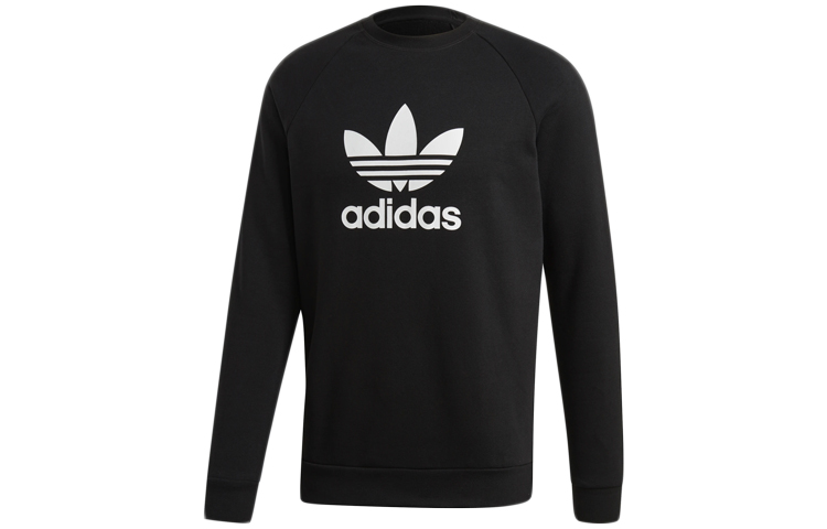 adidas TRF Fleece Crew Pullover Sweatshirt Black Casual Wear EH6513