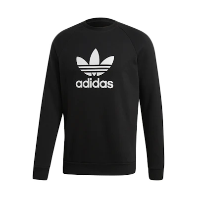 adidas TRF Fleece Crew Pullover Sweatshirt Black Casual Wear EH6513