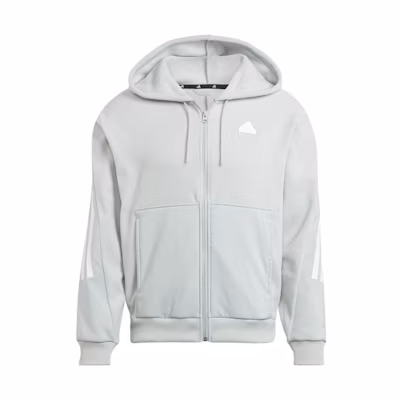 adidas Tri-Stripe Colorblock Hoodie Jacket Silver Gray IJ8862