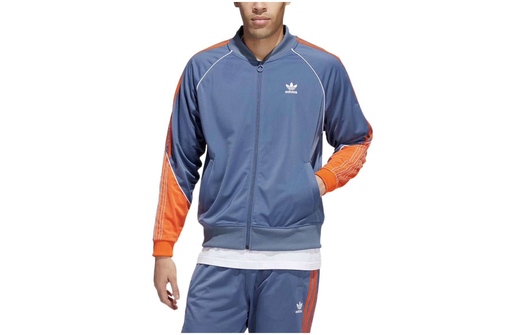 adidas Tricot SST Colorblock 3-Stripes Zip Jacket Blue Grey () HI3003
