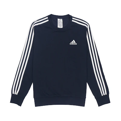 adidas Triple Stripe Logo Print Navy Sweatshirt GK9079