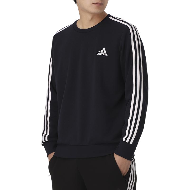Shop adidas Triple Stripe Logo Cetakan Navy Sweatshirt GK9079