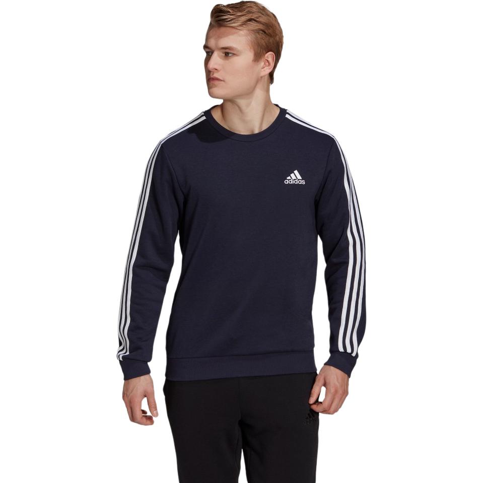 Cheap adidas Triple Stripe Logo Cetakan Navy Sweatshirt GK9079