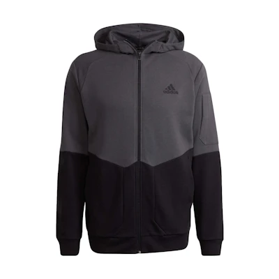 adidas Two-Tone Logo Hoodie Jacket Black/Grey HE1807