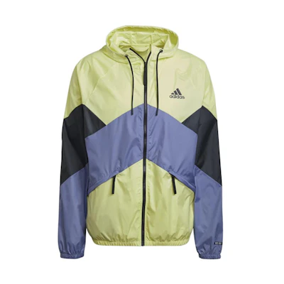 adidas Two-Tone Logo Print Hoodie Jacket Lemon Yellow GT7398