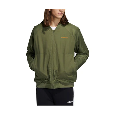 adidas Two-Tone Logo Print Zip Jacket - Army Green H45246