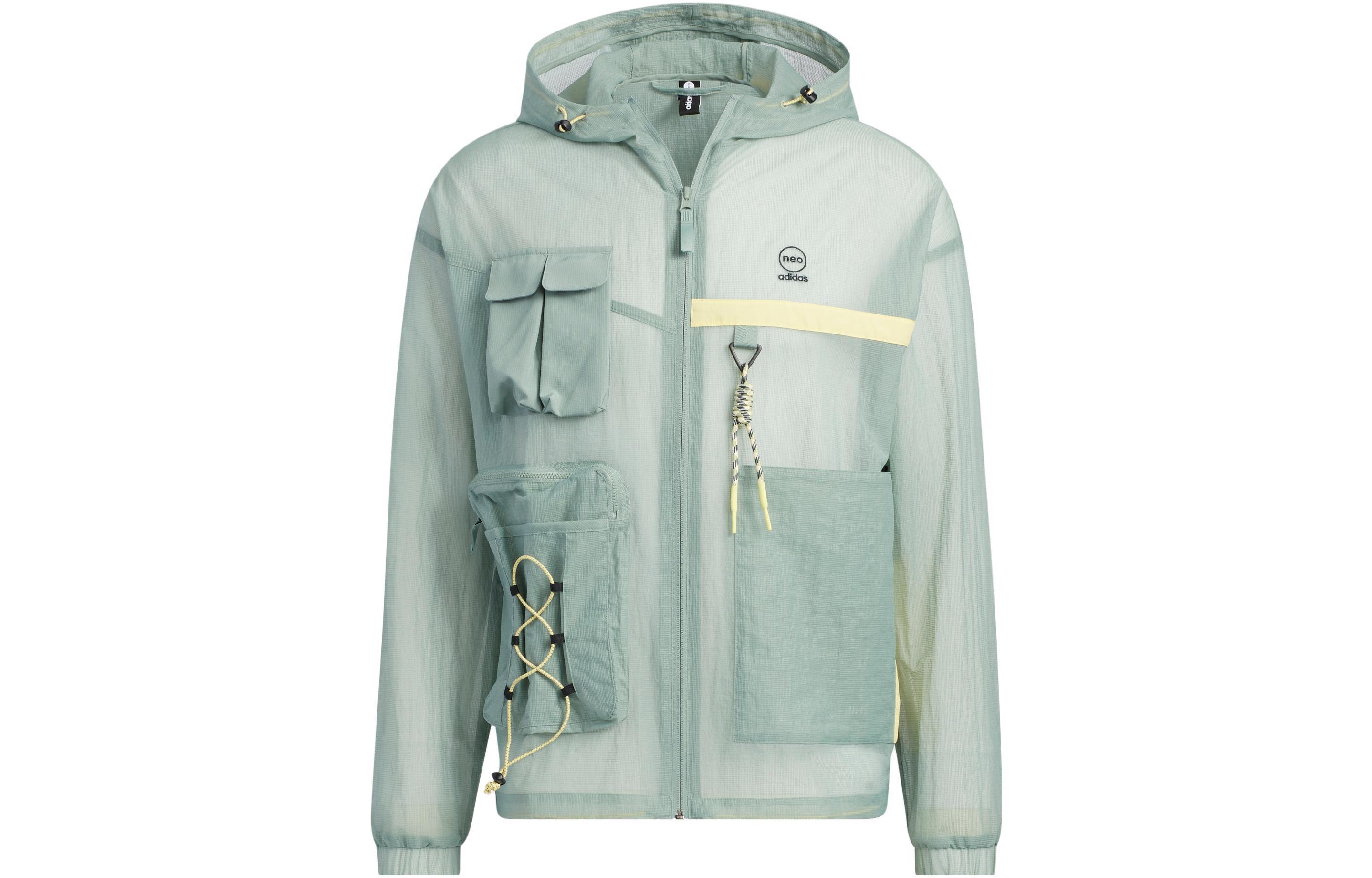 adidas Two-Tone Utility Pocket Hoodie Jacket Silver Grey/Green IA6861