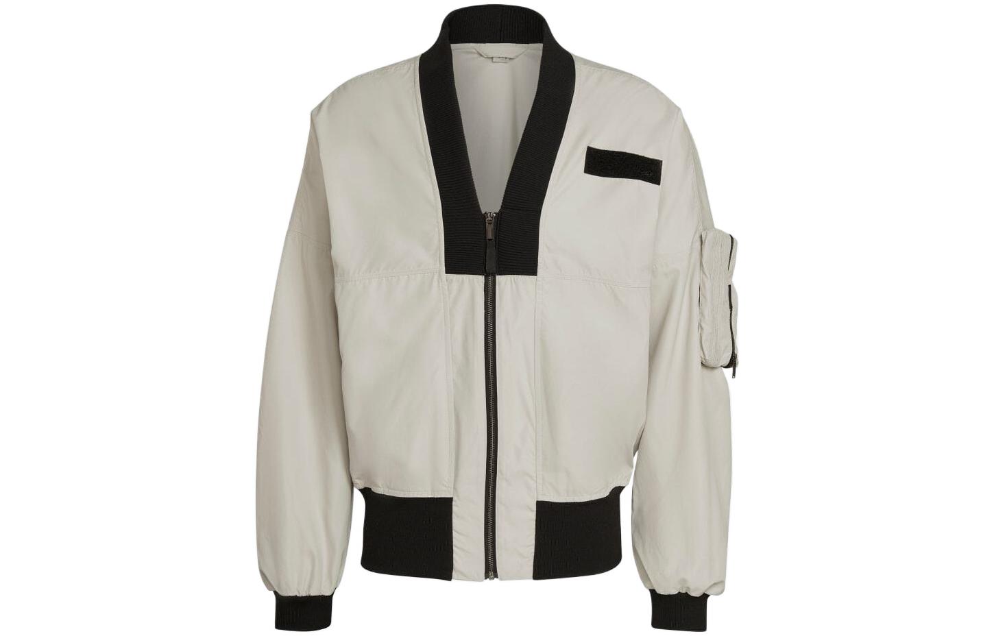 adidas Two-Tone Zip-Up Casual Jacket Off-White HT3408